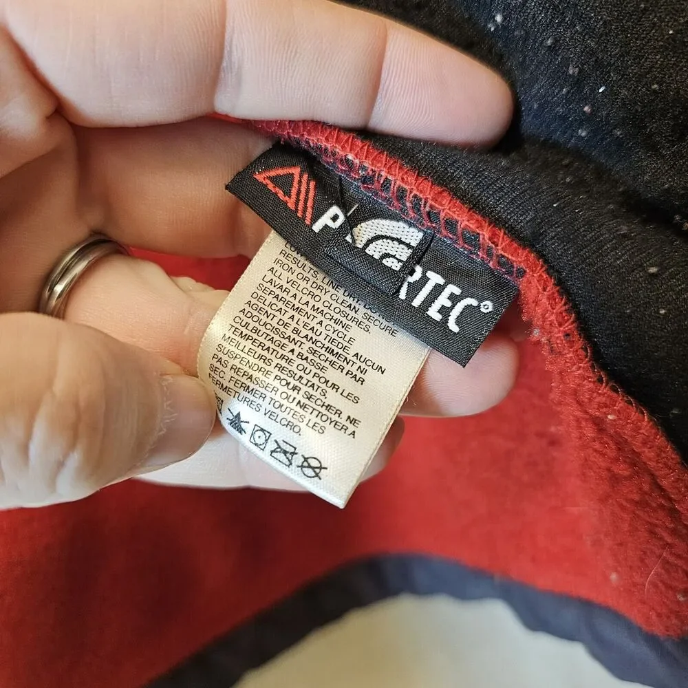 THE NORTH FACE Mens Denali Jacket v0100062 Polartec Fleece Full Zip Red Grey S